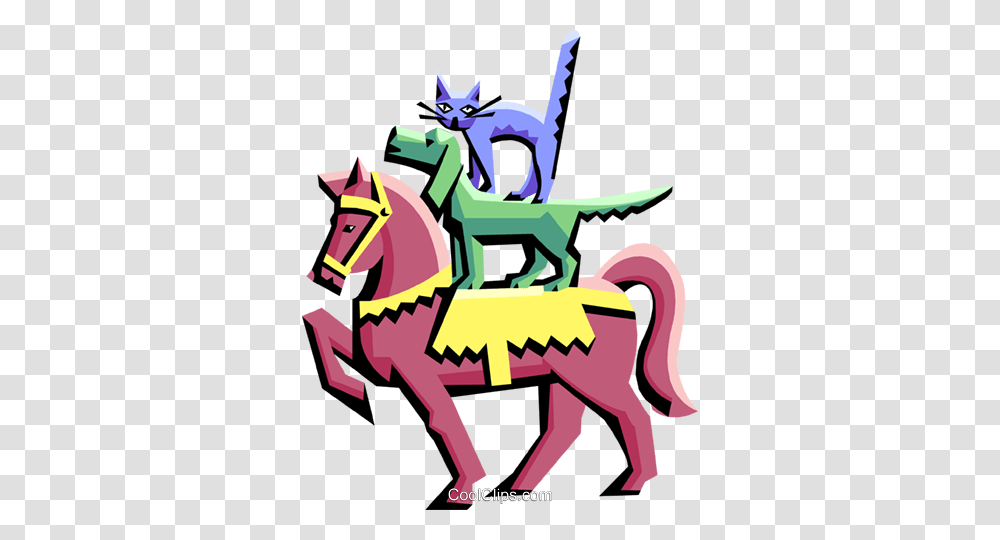 Horse With Cat And Dog Royalty Free Vector Clip Art Illustration, Dragon, Statue, Sculpture Transparent Png