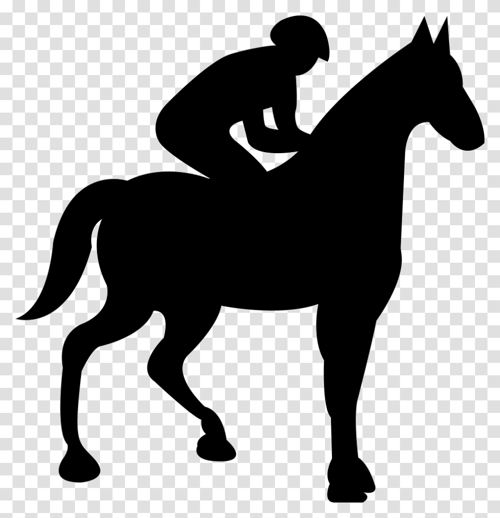 Horse With Jockey Black Silhouette Comments Jinete Clipart, Stencil, Mammal, Animal, Person Transparent Png
