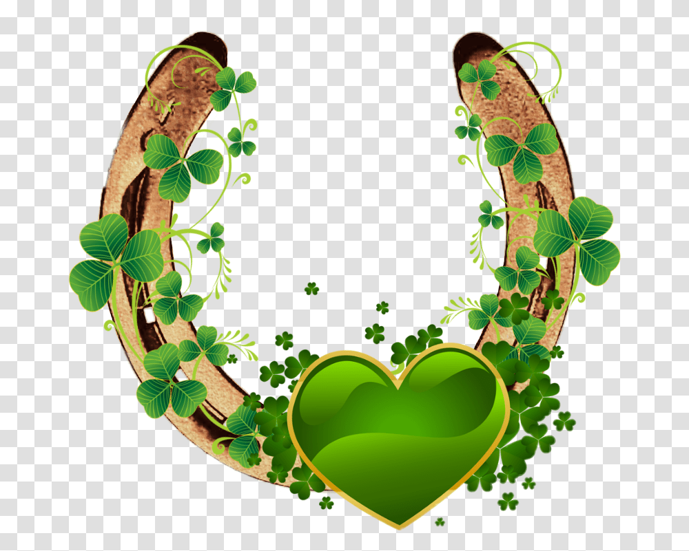 Horseshoe Heart Clipart, Floral Design, Pattern, Green Transparent Png