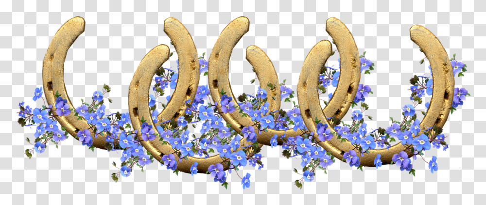 Horseshoes Flowers Lucky Horseshoe Luck Caballo Con Flores, Plant, Blossom, Outer Space, Astronomy Transparent Png