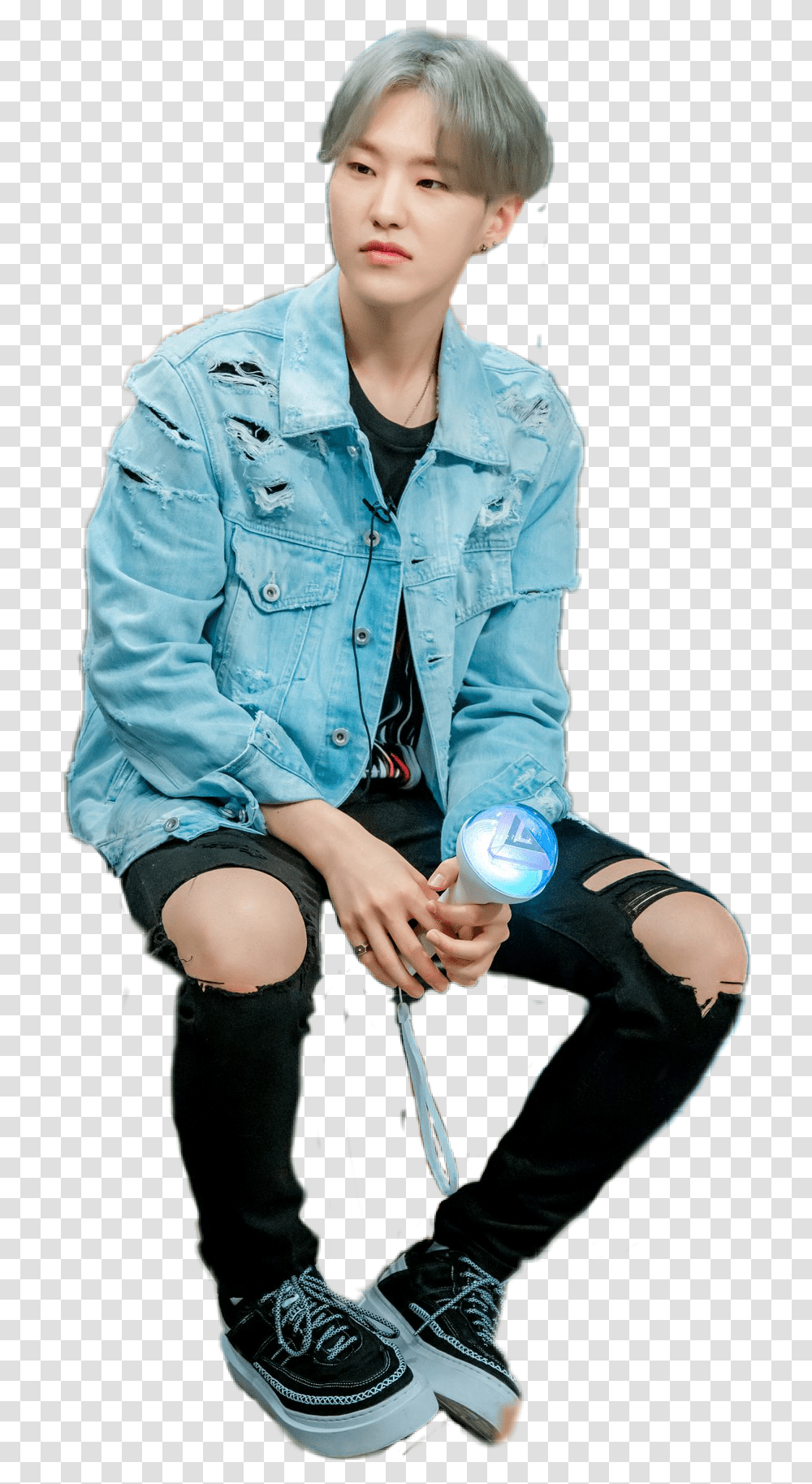 Hoshi Seventeen 17 Kpop Sticker By Park Alondra 7w7 Leather Jacket, Shoe, Clothing, Pants, Person Transparent Png