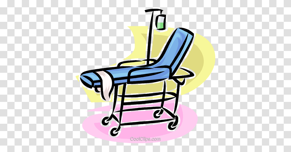 Hospital Gurney With Intravenous Drip Royalty Free Vector Clip Art, Chair, Furniture, Cushion, Rocking Chair Transparent Png