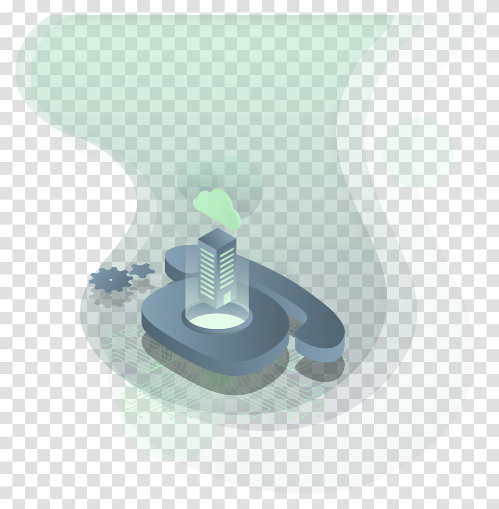 Hosted Phone System Icon With Cloud And Green Background Illustration, Machine, Tool, Shower, Bathroom Transparent Png