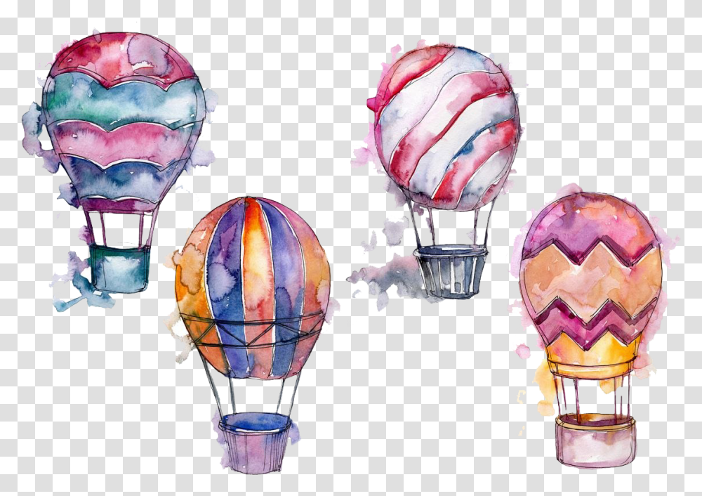 Hot Air Balloon Picture All Hotair Balloons Watercolor, Helmet, Clothing, Apparel, Aircraft Transparent Png