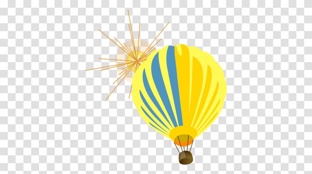Hot Air Balloon With Sun, Aircraft, Vehicle, Transportation, Flare Transparent Png