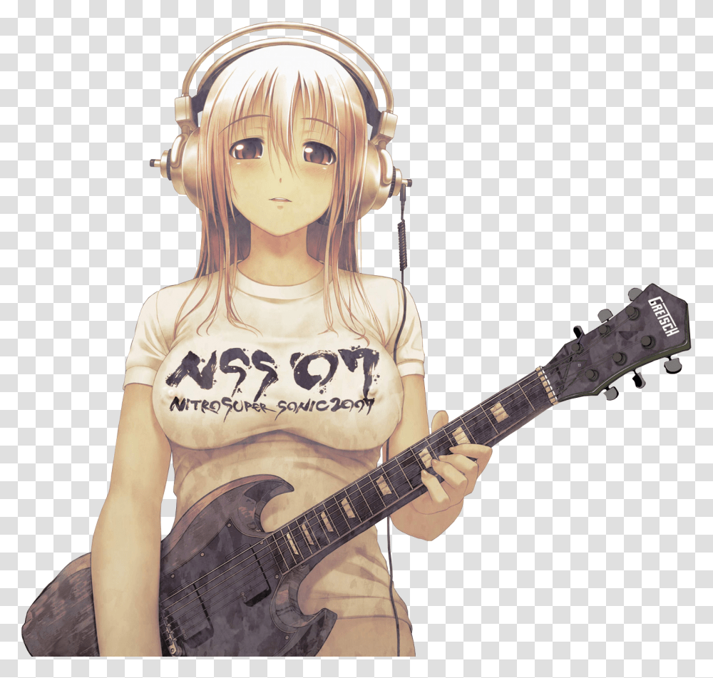 Hot Anime Girl Anime Render Girl Hd, Guitar, Leisure Activities, Musical Instrument, Person Transparent Png