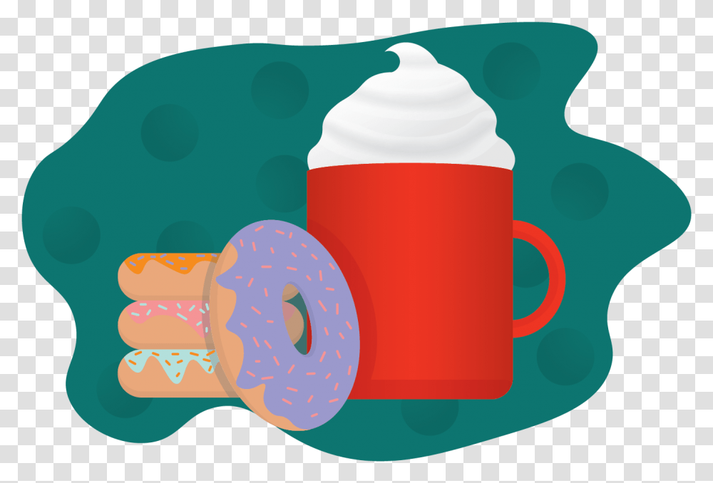 Hot Chocolate And Donuts By Beth Clifford Illustration, Cream, Dessert, Food, Creme Transparent Png