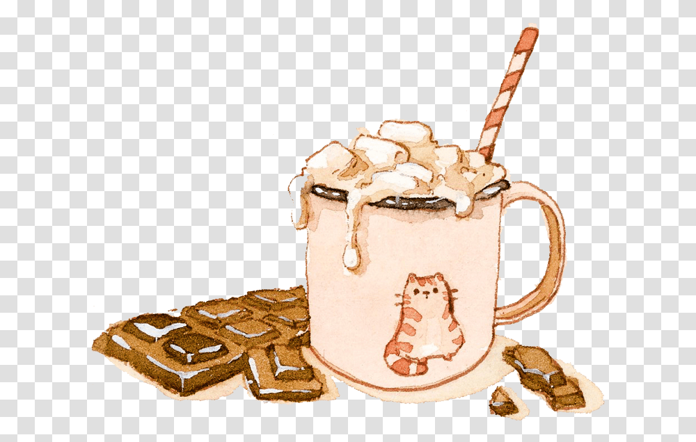 Hot Chocolate Cartoons Illustration, Cup, Beverage, Dessert, Food Transparent Png