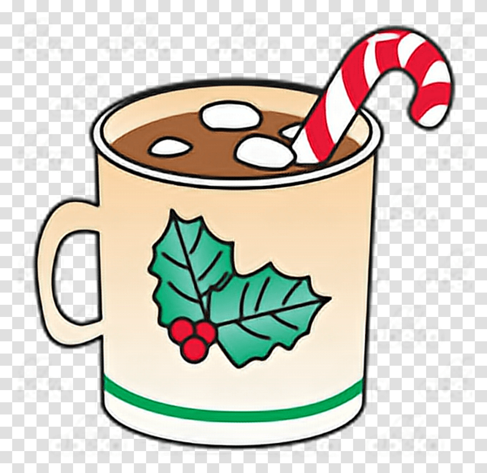 Hot Chocolate With Marshmallows And Candy Cane, Coffee Cup, Latte, Beverage, Drink Transparent Png