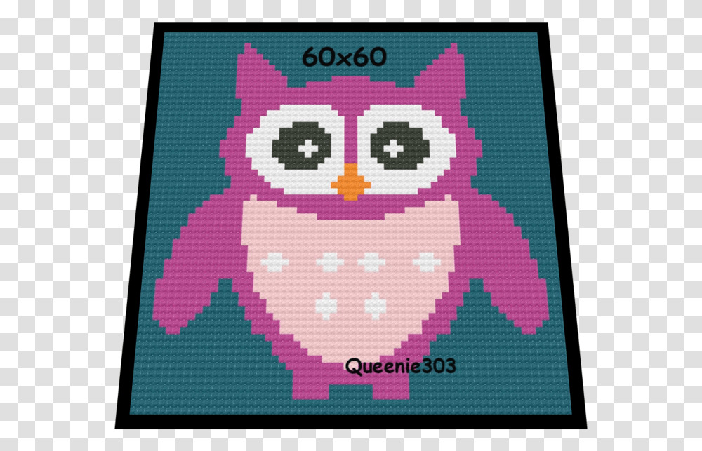 Hot Pink Owl Cross Stitch, Rug, Applique, Tapestry Transparent Png