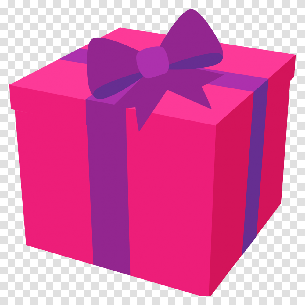 Hot Pink Present W Purple Bow Whimsical, Gift Transparent Png