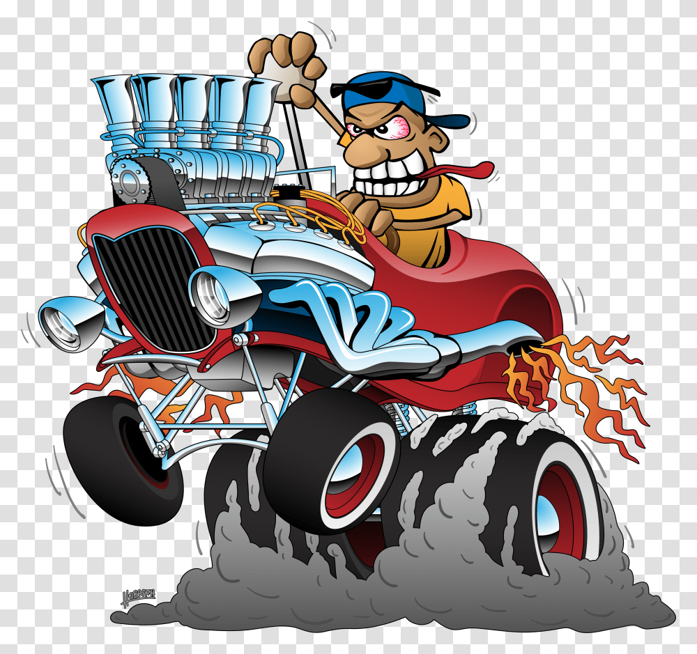 Hot Rod Cartoon Cartoons Hot Rod Santa Claus, Atv, Vehicle, Transportation, Kart Transparent Png