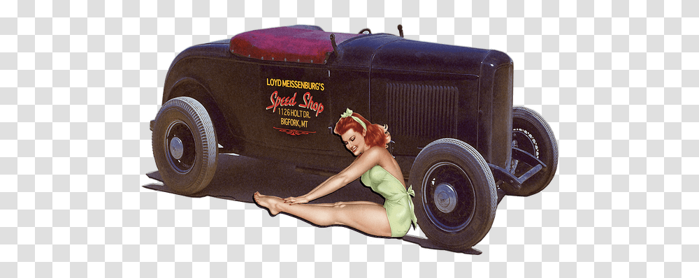 Hot Rod Pin Up Girl, Person, Tire, Car Wheel, Machine Transparent Png