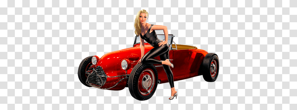 Hot Rod Vintage Tin Sign Shaped Large Pinup Art Pinup Girl Car, Vehicle, Transportation, Person, Tire Transparent Png