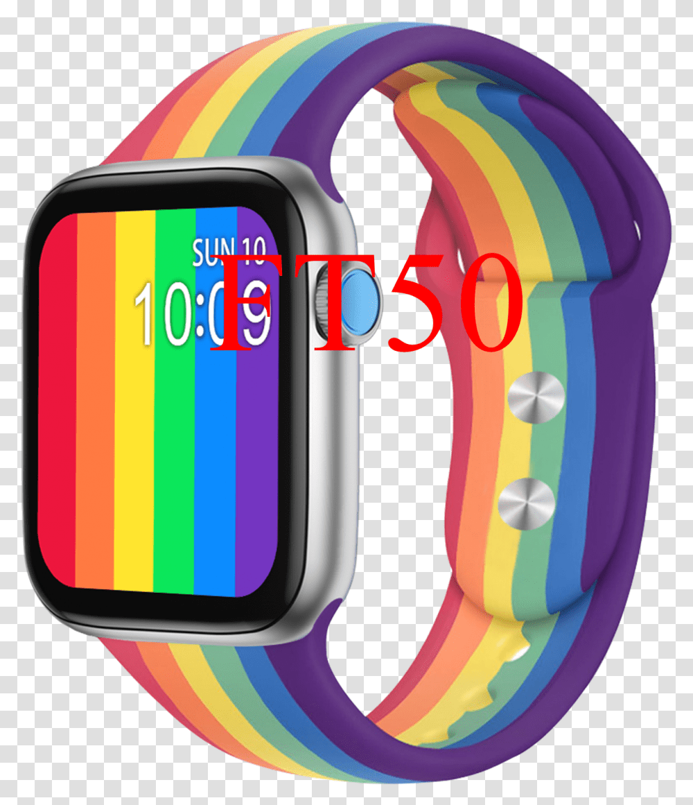 Hot Selling Yamay K8 Ft50 Smartwatch Apple Watch Rainbow Band, Graphics, Electronics, Text, Purple Transparent Png
