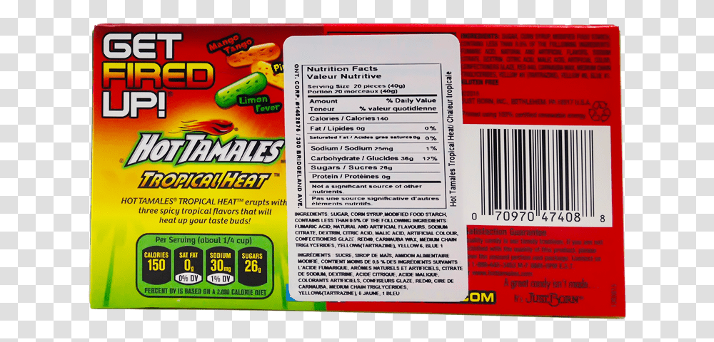 Hot Tamales Tropical Heat Theater Box Nutrition Facts Label, Text, Advertisement, Plant, Poster Transparent Png