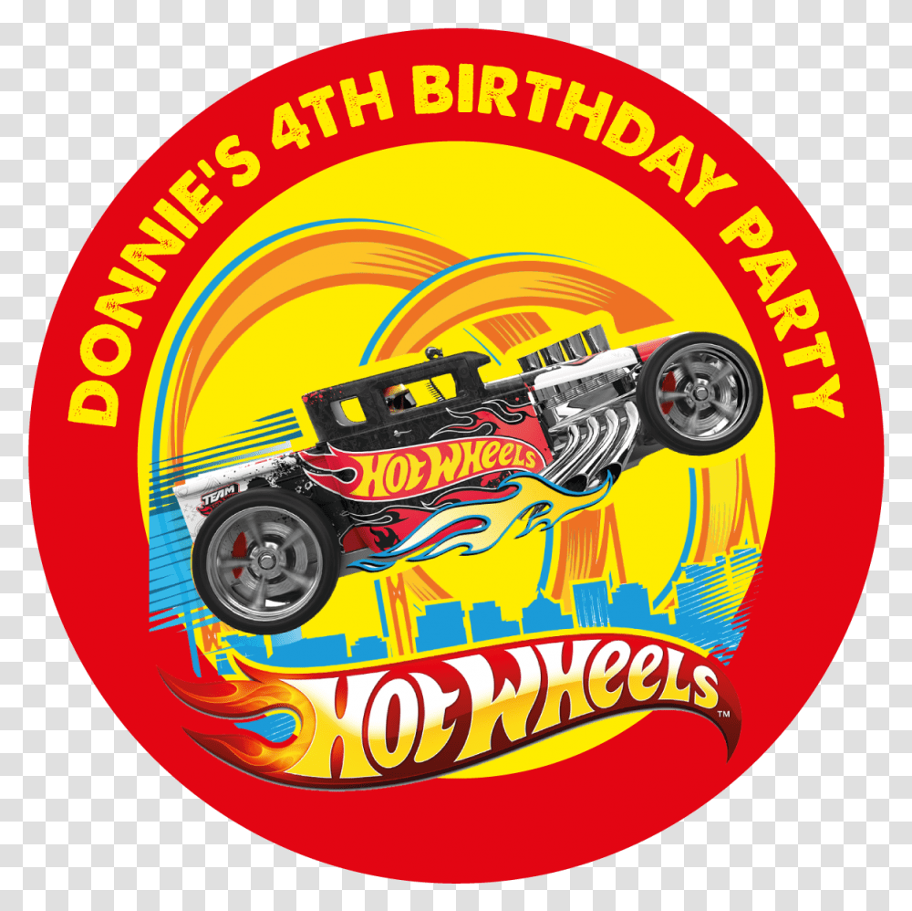 Hot Wheels Party Box Stickers Hot Wheels Birthday Sticker, Tire, Car, Vehicle, Transportation Transparent Png