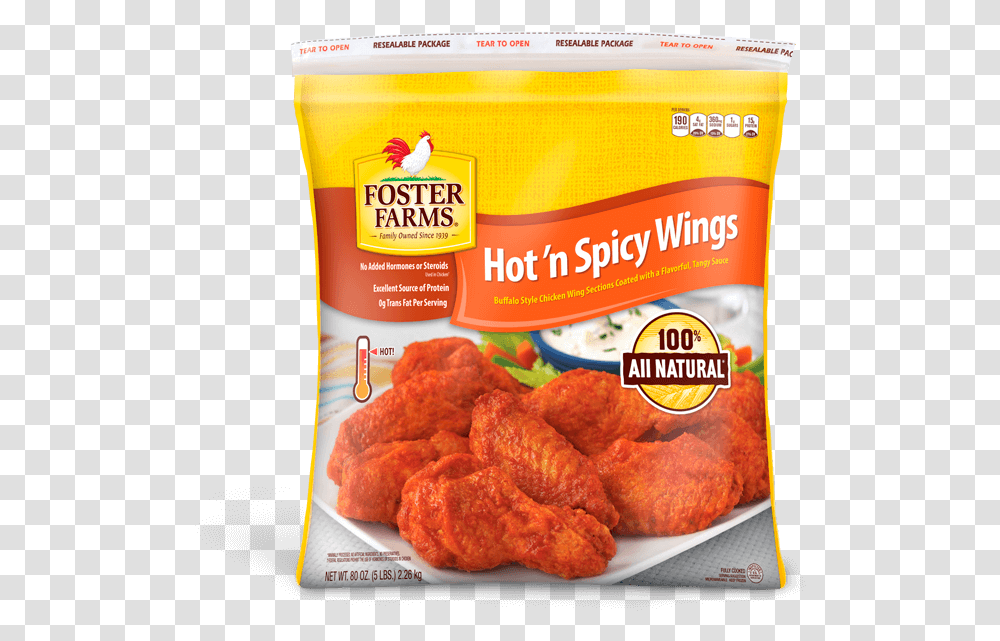 Hot Wings 80 Oz Foster Farms Chicken Wings, Fried Chicken, Food, Nuggets, Bird Transparent Png