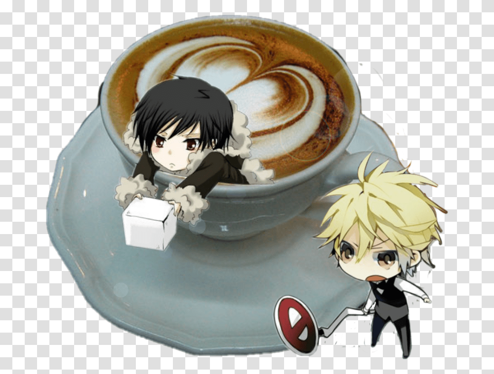 Hotchocolate Stickers Chibis Durarara Izaya Shizuo, Latte, Coffee Cup, Beverage, Drink Transparent Png