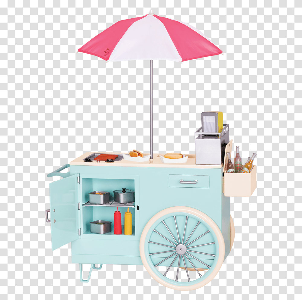 Hotdog Cart Coisas Da Our Generation, Wheel, Machine, Furniture, Lamp Transparent Png