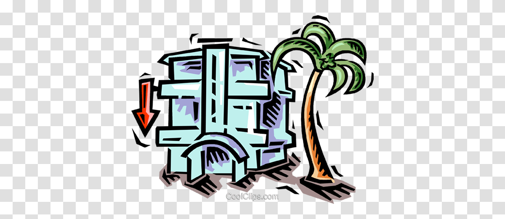 Hotel And Palm Tree Royalty Free Vector Clip Art Illustration, Doodle, Drawing, Poster, Advertisement Transparent Png