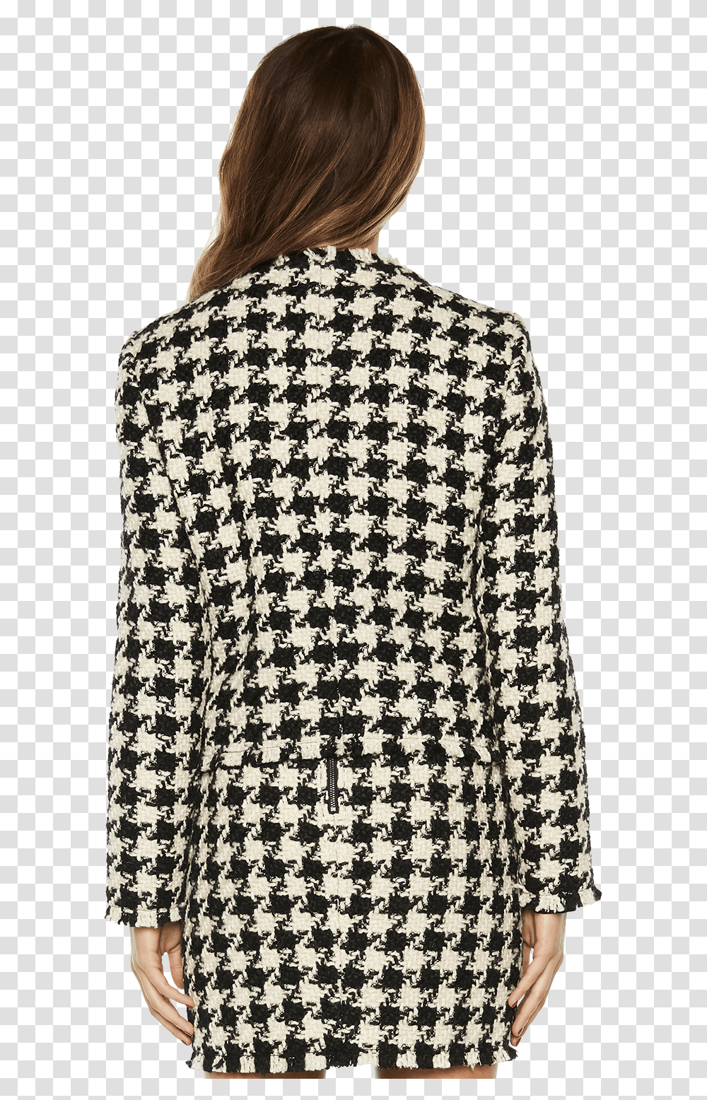 Houndstooth Jacket In Colour Jet Black Fear Inside Out Sweater, Long Sleeve, Person, Coat Transparent Png