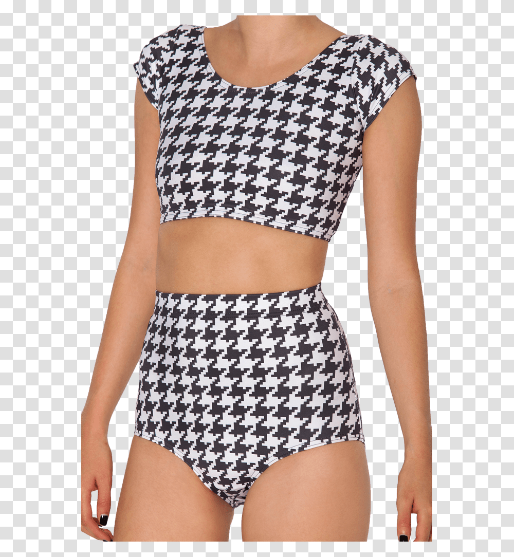 Houndstooth Nana Suit Top Old Navy Long Sleeve Swimsuit, Shorts, Blouse, Person Transparent Png