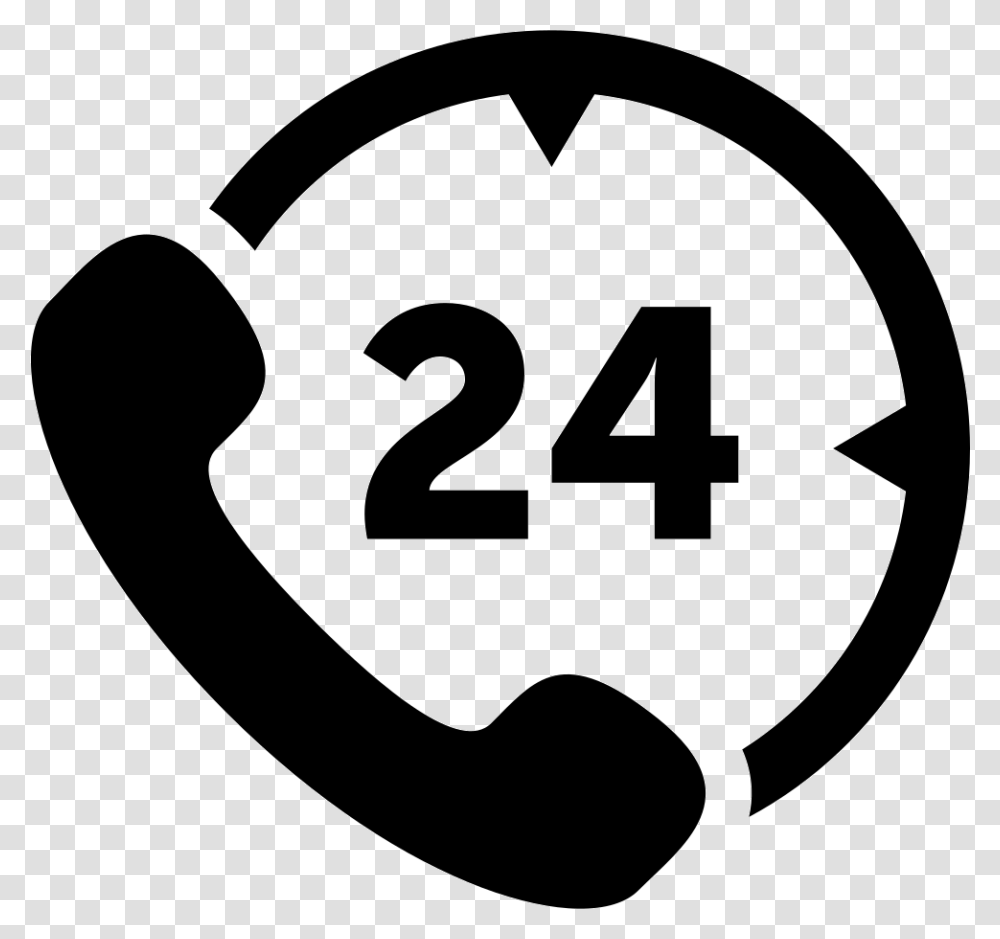 Hours Phone Service Call 24 7 Icon, Number, Stencil Transparent Png