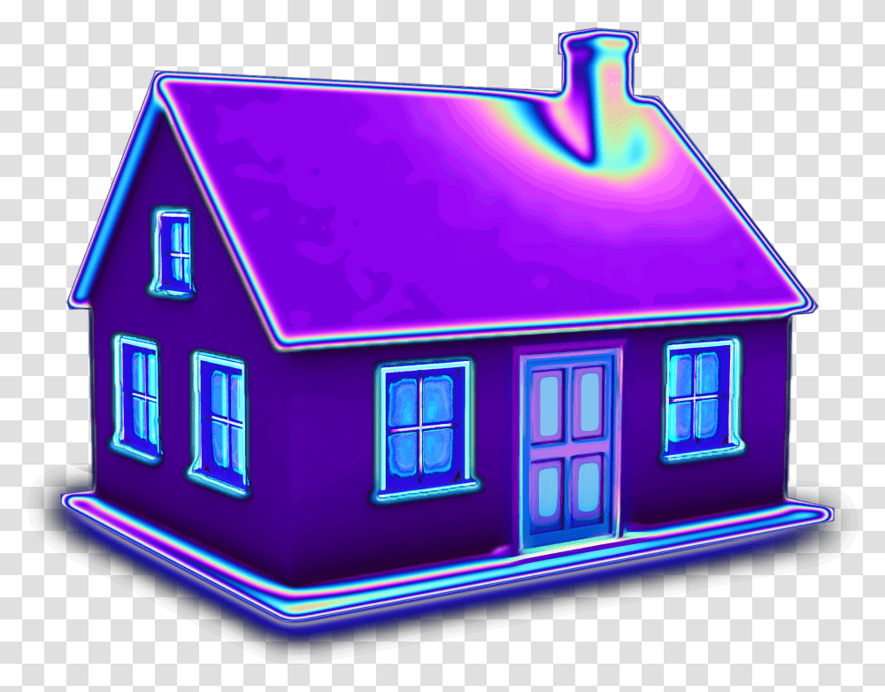 House 3d Holographic Purple Sticker By Dinaaaaaah Holographic House Transparent Png