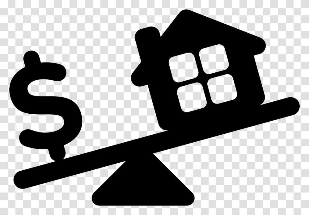 House And Dollar Sign In Weighing Scale Real Estate Clipart Black And White, Toy, Seesaw Transparent Png