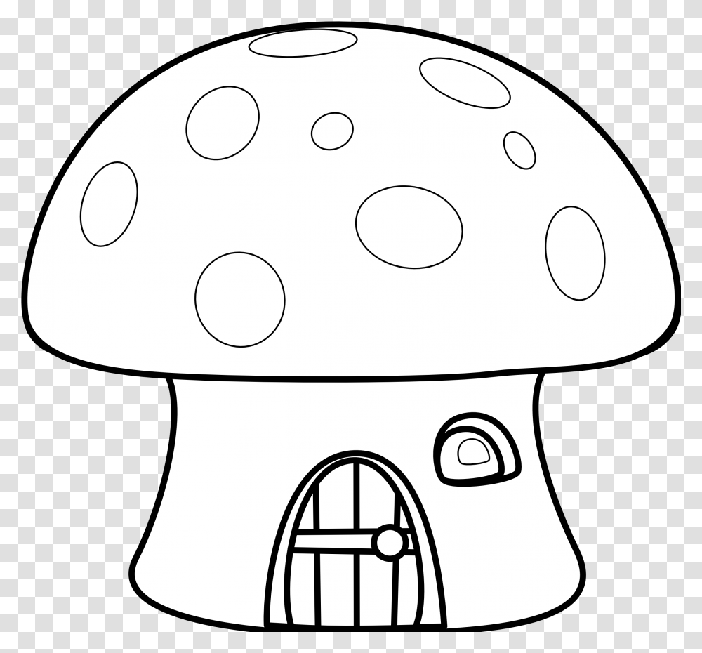House Black And White House Black White Clipart Mushroom House Coloring Pages, Plant, Cushion, Fungus, Agaric Transparent Png