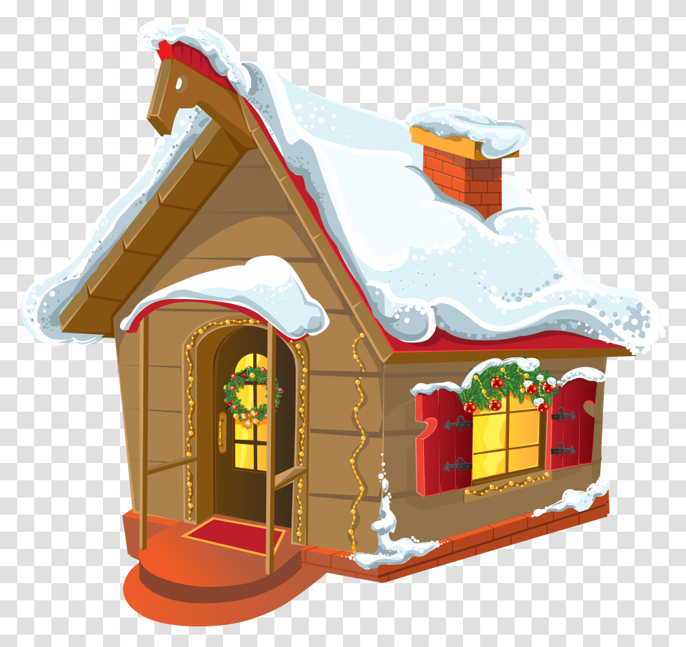 House Christmas Winter Download Hq Clipart Clipart Winter House, Housing, Building, Cabin, Cookie Transparent Png
