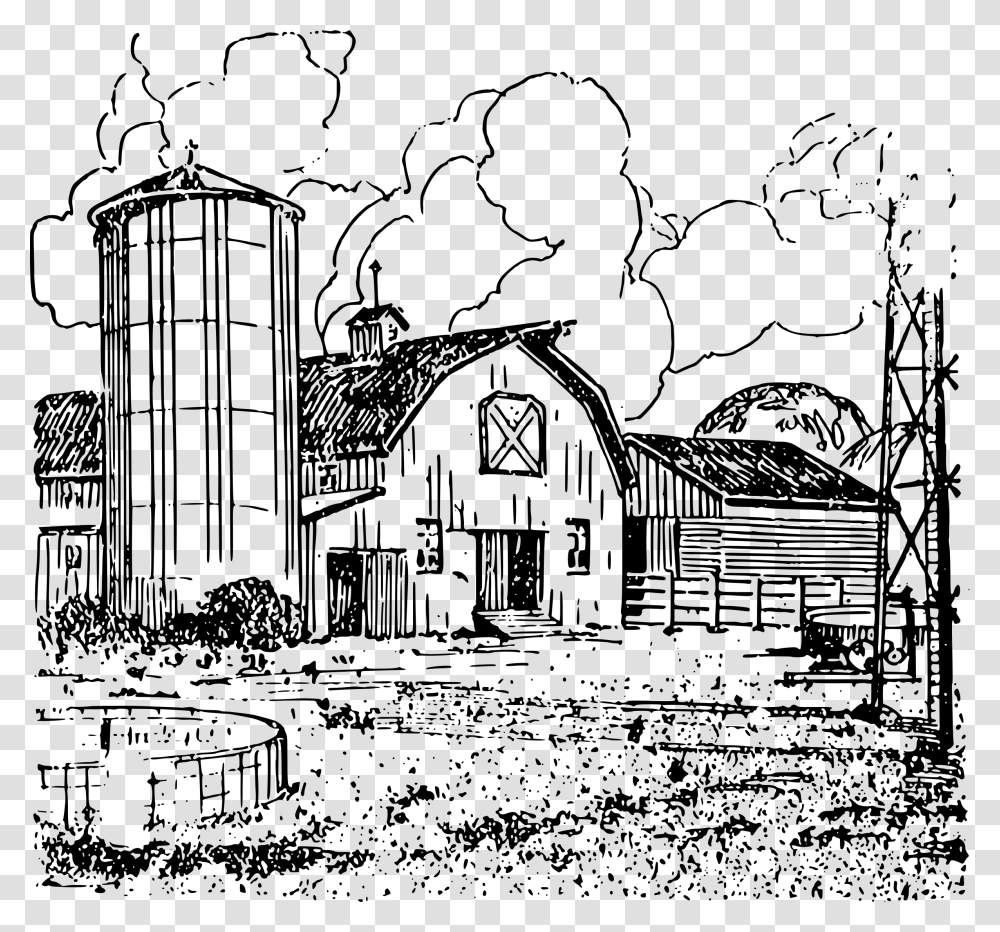 House Drawing Black And White Farm Drawing, Gray, World Of Warcraft Transparent Png