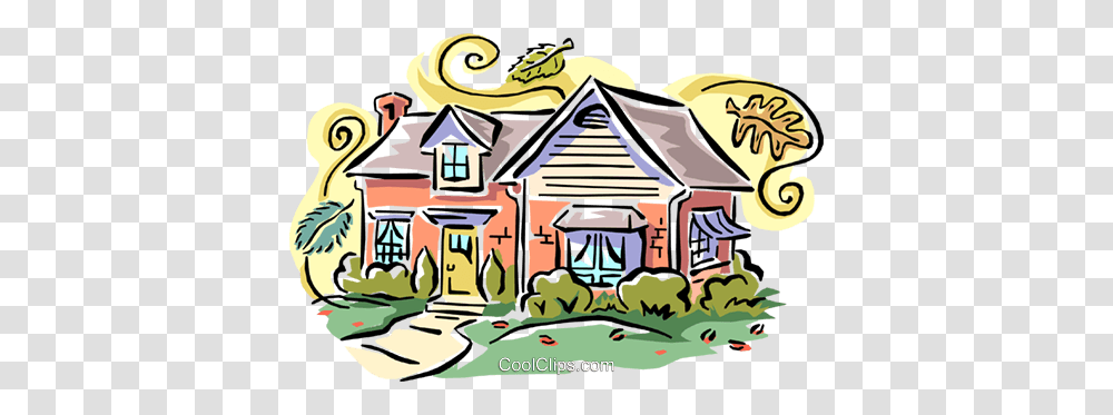 House Fall Scene Royalty Free Vector Clip Art Illustration, Housing, Building, Neighborhood, Urban Transparent Png