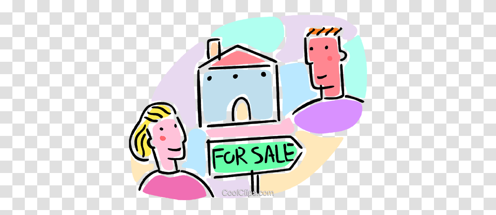 House For Sale With Man And Woman Royalty Free Vector Clip Art, Gas Pump, Vehicle, Transportation Transparent Png