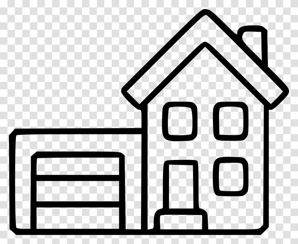 House Garage Property Apartment Dwelling Cottage Detached House Icon, Housing, Building, Urban, Stencil Transparent Png