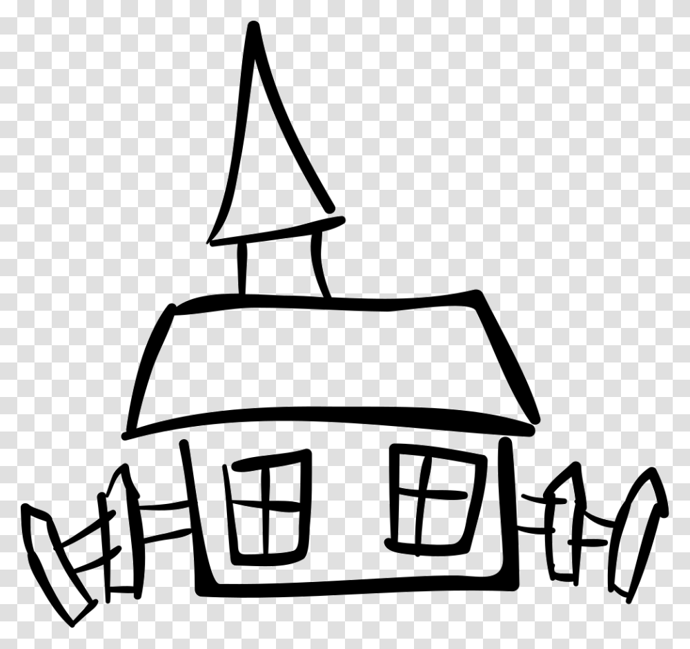 House Hand Drawn Building Comments Drawing Stick Figure House, Lawn Mower, Tool, Outdoors, Stencil Transparent Png