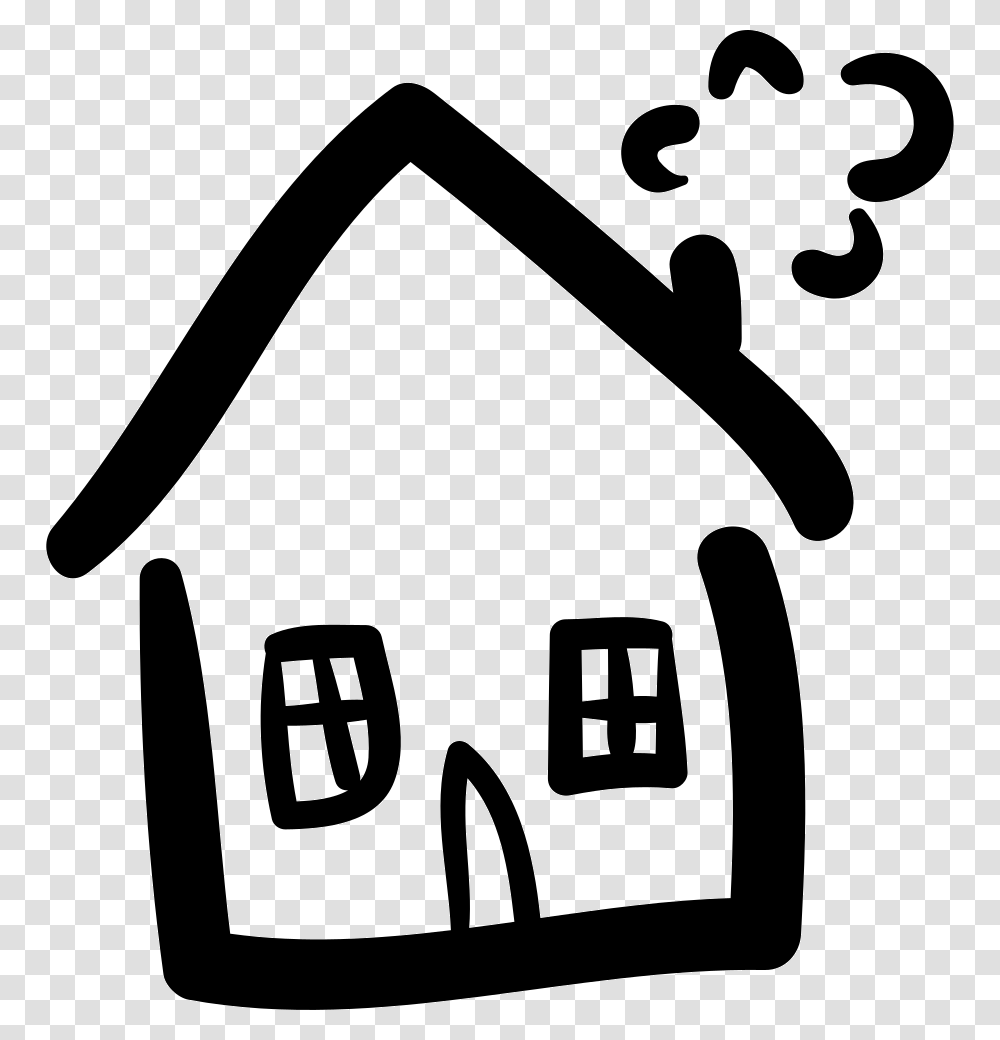 House Hand Drawn Construction Hand Drawn House Icon, Stencil, Label, Hammer Transparent Png