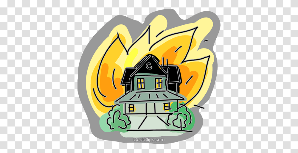 House On Fire Royalty Free Vector Clip Art Illustration, Outdoors, Nature, Building, Urban Transparent Png