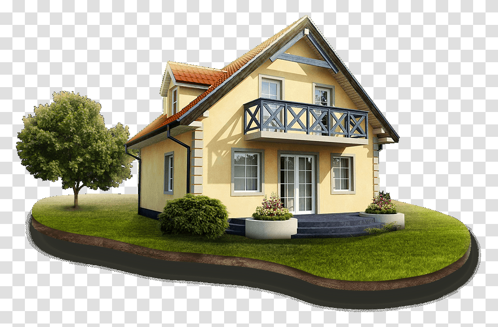House On Green Field Background Home, Grass, Plant, Housing, Building Transparent Png