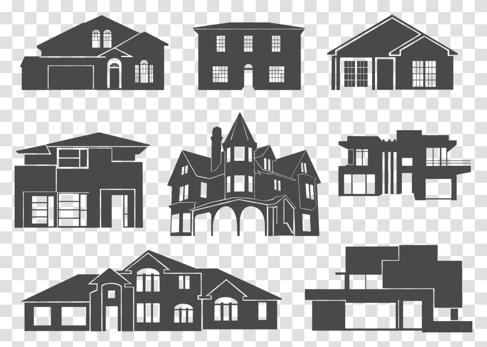 House Silhouette Building Clip Art Free House Silhouette Vector, Housing, Neighborhood, Urban, Mansion Transparent Png