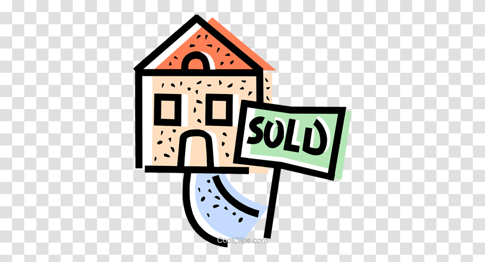 House With A Sold Sign In The Front Yard Royalty Free Vector Clip, Label, Number Transparent Png