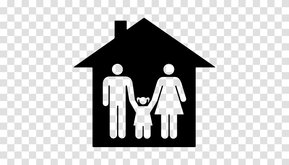 House With Family Icon, Hand, Cross, Stencil Transparent Png