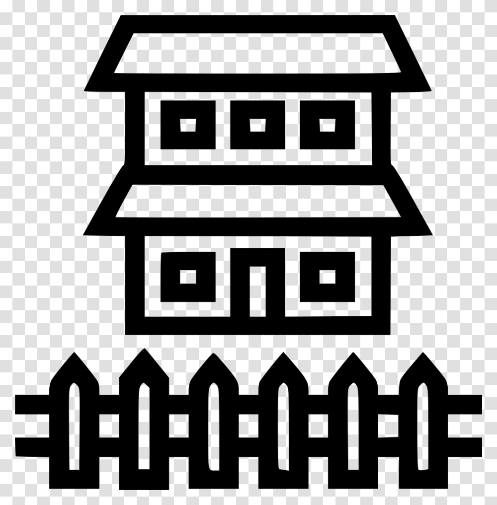 House With Fence Back Yard Icon, Picket Transparent Png