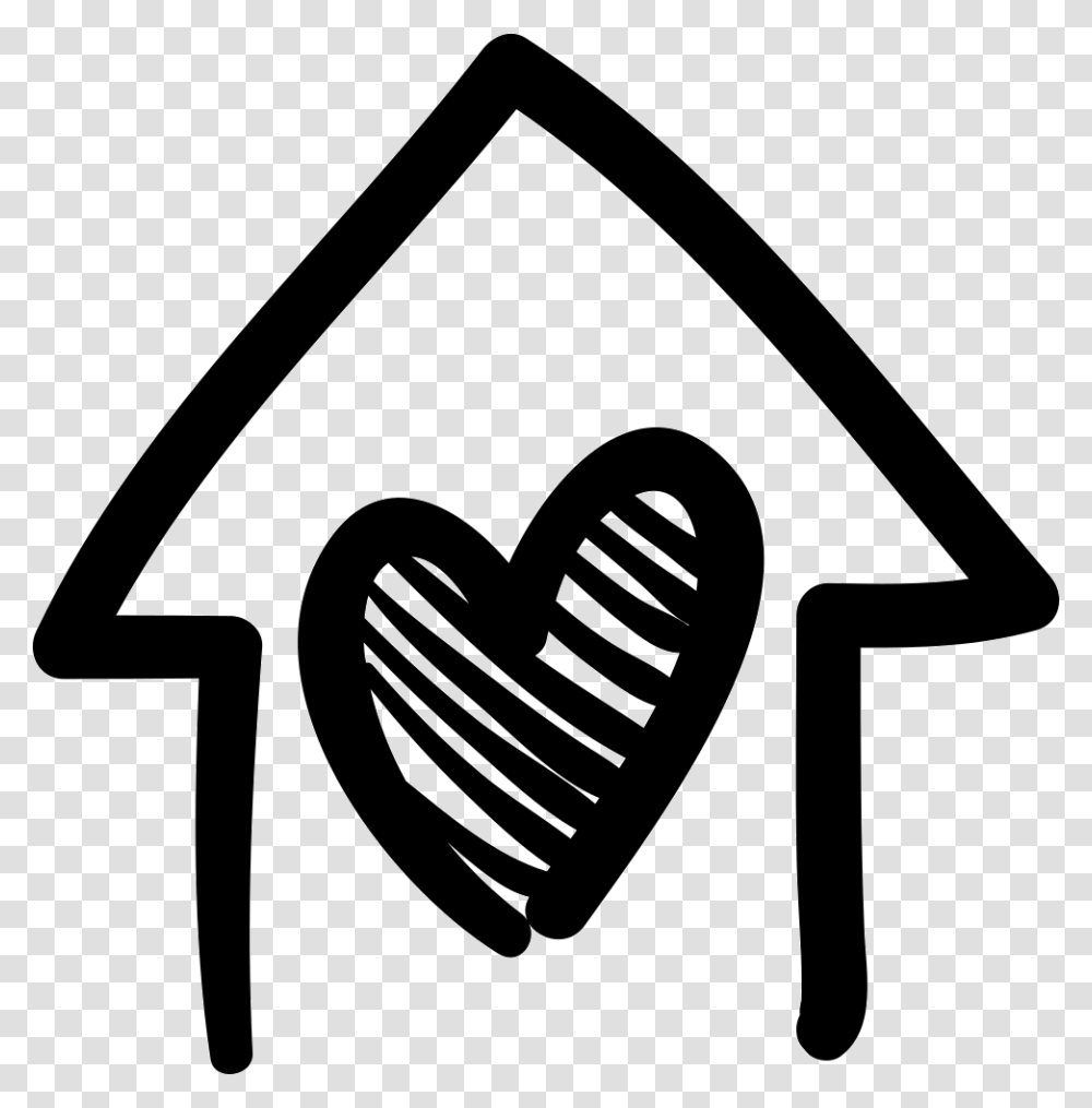 House With Heart Hand Drawn Building House With Heart Svg, Stencil, Shovel, Tool Transparent Png