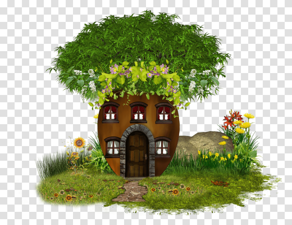 House With Tree Clipart Jpg Royalty Free Tree House, Potted Plant, Vase, Jar, Pottery Transparent Png