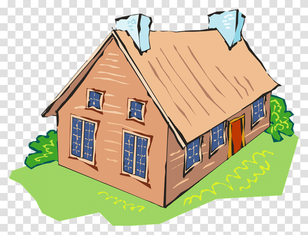 House With Two Chimneys, Housing, Building, Cottage, Cabin Transparent Png
