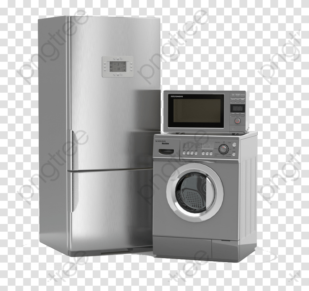 Household Electrical Equipment Refrigerator Home Appliances Background, Washer, Microwave, Oven Transparent Png