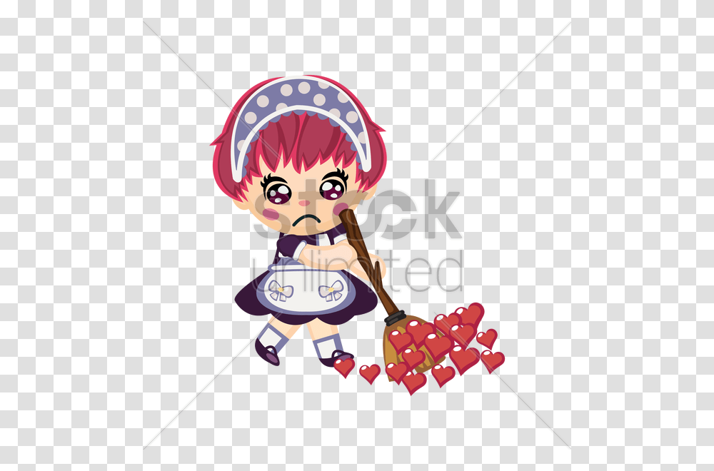 Housemaid Sweeping The Floor Vector Image, Person, Leisure Activities, Label, Weapon Transparent Png
