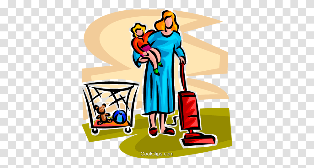 Housework And Looking After Children Royalty Free Vector Clip Art, Cleaning, Hug, Appliance, Female Transparent Png